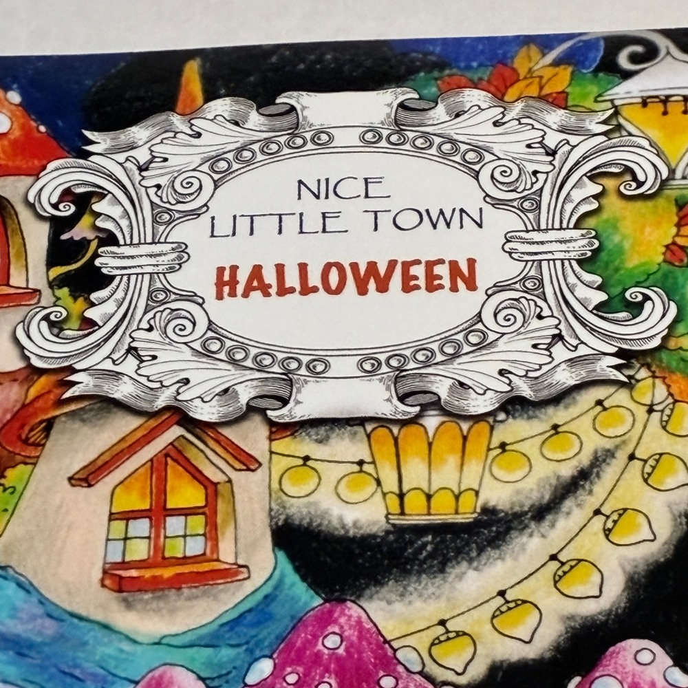 Nice Little Town Halloween Adult Coloring Book Tatiana Bogema Whimsical Spooky - Picture 2 of 11